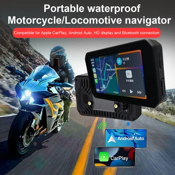 5-Дюймовый Портативный GPS-навигатор CarPlay для мотоциклов с сенсорным экраном IPX7, Водонепроницаемый Беспроводной Apple CarPlay Android Auto