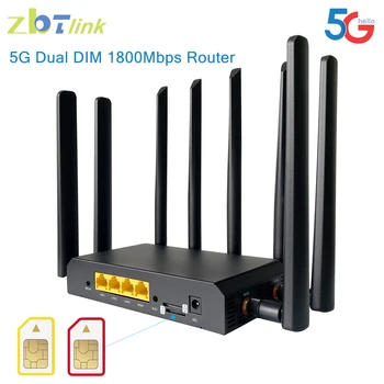 Zbtlink Wifi6 Маршрутизатор с двумя SIM-картами 5G 1800 Мбит/с Openwrt MESH 3 *1000 Мбит/с LAN 2,4 G 5,0 ГГц Wifi Модем-маршрутизатор с двумя Sim-картами для 128 устройств