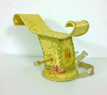 Древнекитайская детская тиара Императора Принца 2 дизайна Золотого цвета Мужская шляпа Костюмная шляпа hanfu cap аксессуар для волос cos корона для волос