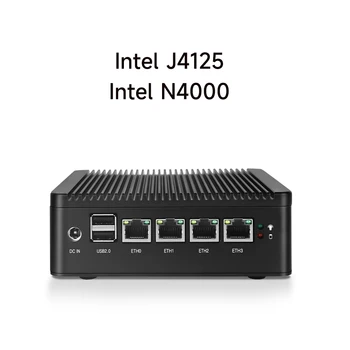 Мини-ПК AN2 Четырехъядерный Intel N4000/J4125 Win 10 Pro 2,5 G LAN Безвентиляторный Программный маршрутизатор HD-MI SSD pfSense Брандмауэр ESXI AES-NI