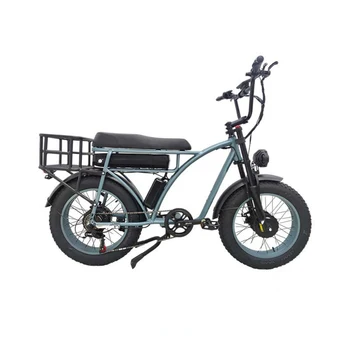 Электрический велосипед 18,2 АЧ, 1000 Вт, высокоскоростные передние и задние двойные двигатели, Роскошная внедорожная толстая шина, двойной дисковый тормоз, Винтажный снежный велосипед