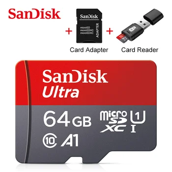 Sandisk 100% Оригинальная Карта Micro SD TF Карта памяти microSD Класса 10 U1 V10 32 ГБ 64 ГБ 128 ГБ 256 ГБ Смартфон Планшет Камера Gopro