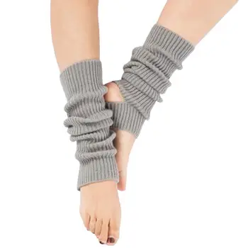 1 Пара женских носков, Вязаный теплый чехол для ног, Эластичный вырез на пятке, Осенне-зимние японские гетры средней длины для повседневной носки