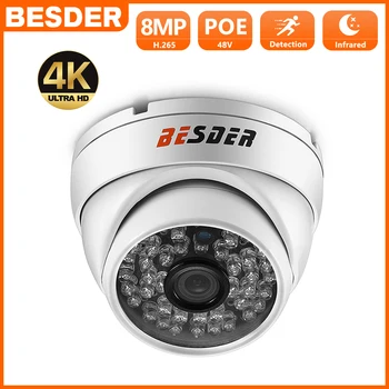 BESDER UHD 4K 8MP IP-камера H.265 48V POE 4MP Обнаружение Движения 30M ИК Ночного Видения CCTV Купольная Камера Видеонаблюдения XMEye