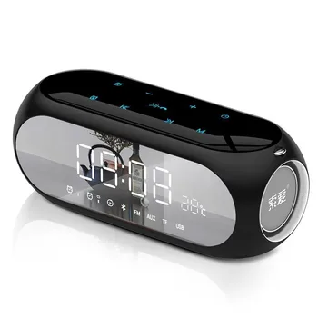 Беспроводной Динамик, Совместимый с Bluetooth, Сабвуфер Smart Touch, Динамики с двумя часами-будильниками, Встроенный микрофон, Поддержка Tf-карты