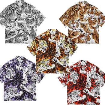 Гавайская праздничная рубашка с коротким рукавом WACKO MARIA 23SS с изображением сотни тигров с полным принтом