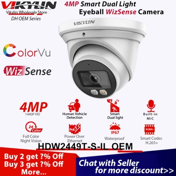 Vikylin Security WizSense IP-камера 4MP Для Dahua Colorvu Ночного видения HDW2449T-S-IL OEM С Микрофоном Для обнаружения человека в автомобиле, Слотом SD