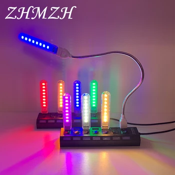ZHMZH DC5V 8 светодиодов USB LED Ночник Красный Желтый Белый Синий Зеленый Фиолетовый 4 Вт Защита глаз Маленькая USB настольная лампа для Спальни