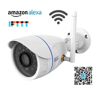 IP-камера 720P, беспроводная сетевая камера наблюдения WiFi, наружная водонепроницаемая, совместимая с Alexa Echo Show и Google Home