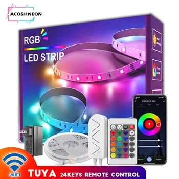 Светодиодные ленты Smart Life с дистанционным управлением 18/30/60 светодиодов/м, светодиодная веревочная подсветка, меняющая цвет, светодиод для украшения спальни, голосовое управление