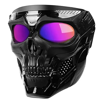 Крутая мотоциклетная маска с черепом и защитными очками, Пластиковая маска с открытым лицом, Мотоциклетный шлем, Мото Каско, Головной убор для велоспорта, защитная маска для лица