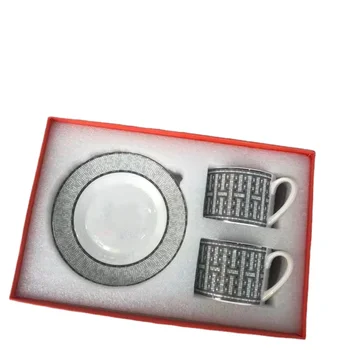 Чайные Кружки Coffee Mate, Чашка и Блюдце с Рисунком, набор 2 шт./компл. с коробкой, Костяной Фарфор, мультистильный Простой Керамический Тики