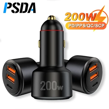 PSDA 3D УФ 200 Вт Автомобильное Зарядное Устройство Для Прикуривателя LED Type-C PD35W USB 100 Вт Быстрая Зарядка 4,0 Для iPhone OPPO Samsung HUAWEI Xiaomi
