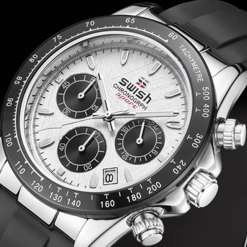 Роскошные мужские часы Кварцевые часы от лучшего бренда Роскошный силиконовый ремешок Водонепроницаемые модные часы для мужчин Хронограф Спортивные наручные часы