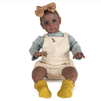 60-сантиметровые куклы Bebe Reborn Maggi в афроамериканской коже, кукла для маленьких девочек, ручная роспись темной кожей, Видна краска Genesis