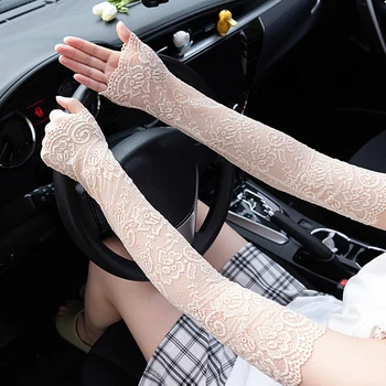 Летний Солнцезащитный крем, Кружевной рукав для женщин, Модный Классический чехол для рук с защитой от ультрафиолета, Ледяные манжеты для рук, перчатки для вождения без пальцев