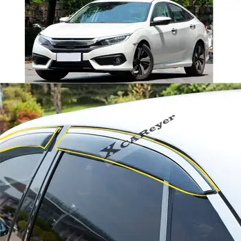 Для Honda Civic 10th Седан 2016-2017 2018 2019 2020 2021 Автомобильная Наклейка Пластиковое Оконное стекло Ветровой Козырек Защита от дождя/Солнца