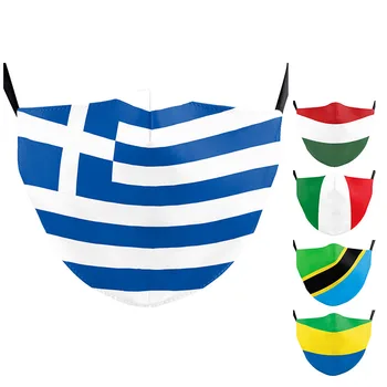 Маски с Флагом Греции Танзании, Уличная Унисекс, Многоразовая маска для лица с фильтром, для взрослых и детей, Венгрия, Италия, Габон, Маски с принтом, Можно Стирать