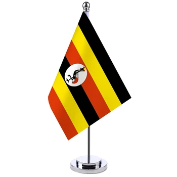 14x21 см Офисный Стол Флаг Уганды Баннер Настольная Подставка Для Зала Заседаний Шест Набор Национальных Флагов Уганды Украшение Конференц-зала