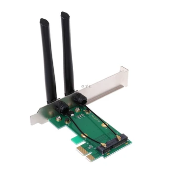 Беспроводная сетевая карта WiFi Mini PCI-E Express к адаптеру PCI-E 2 Антенны Внешний ПК