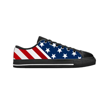 Соединенные Штаты АМЕРИКИ, Американский флаг, Звезды, полосы, крутая повседневная тканевая обувь с низким берцем, Удобные дышащие мужские и женские кроссовки с 3D принтом