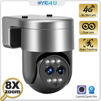 4K 8MP Бинокулярная WiFi-камера с автоматическим увеличением, Автоматическое Отслеживание CCTV, Защита домашней безопасности, 4MP Камеры видеонаблюдения Camhi