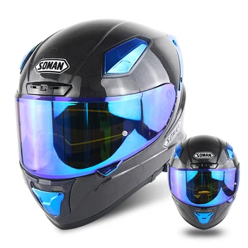 Профессиональный мотоциклетный шлем из углеродного волокна DOT Стандартный легкий шлем полностью из углеродного волокна с двойным зеркалом ally Helmet