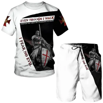 Летний комплект Knight Templar New Man, спортивные шорты, футболки оптом, спортивные костюмы для бега трусцой, мужская одежда с коротким рукавом