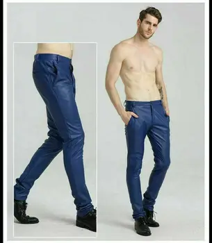 100% Мужские брюки из натуральной кожи из овечьей кожи, мотоциклетные кожаные джинсовые брюки