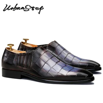 Роскошные брендовые мужские лоферы, Повседневная модельная мужская обувь без застежки с принтом крокодиловой кожи, черные, серые офисные Свадебные Кожаные туфли для мужчин