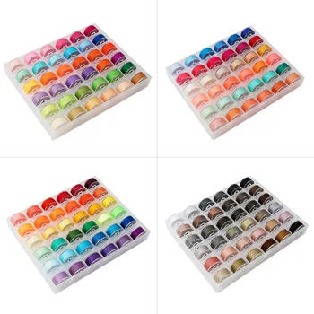 Бытовая прозрачная пластиковая коробка для шпуль с 36 цветными швейными нитками, набор шпуль для ленточных ниток 144 цвета