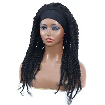 YunRong Плетеные Парики, повязка на голову, Парик для африканских женщин, Дреды, Плетеные волосы Для черных женщин, 18 дюймов 1B