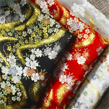 Металлическая вышивка, Парчовая ткань Жаккард, блестящие цветы в японском стиле для костюма, платья, пальто для девочек, одежда 
