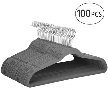 Нескользящие бархатные вешалки Smilemart, 100 шт., серый