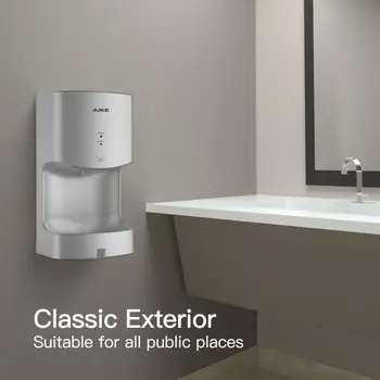 Автоматическая Сушилка для рук AIKE Высокоскоростная Сушилка для ванной Комнаты, Настенная Машина для сушки рук с белой АБС-пластиковой крышкой для ванной комнаты