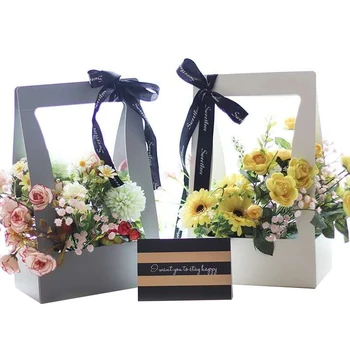 Высококачественная Портативная Коробка для цветов, Коробка для Флористической упаковки, Складная Ваза Для Цветочной Композиции, Свадебный декор, Бумажные подарочные пакеты