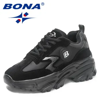 BONA /Новинка 2023, Модные Дизайнерские Вулканизированные кроссовки, Женская обувь на плоской платформе, Повседневная Дышащая Удобная Женская обувь на танкетке