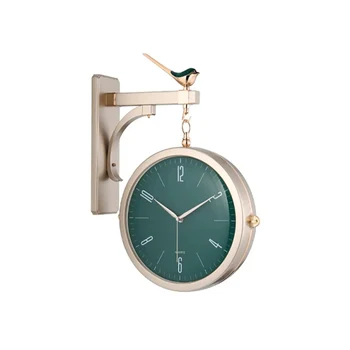 Современные двухсторонние настенные часы Dark Academia, зеленые минималистичные подвесные часы