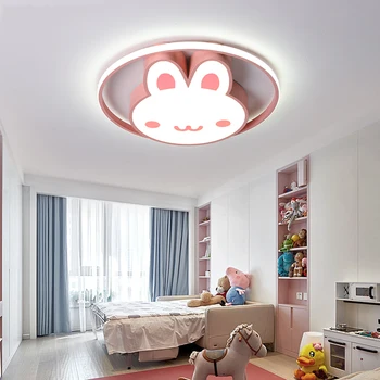 Милый светодиодный потолочный светильник для комнаты девочек, Розовый кролик, животное, светильник для детской спальни, потолочный светильник для принцессы, Детская комната, Детский потолочный светильник